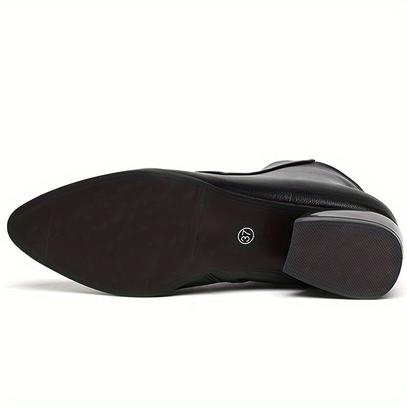 Ayollar uchun past tovonli, uchburchak burunli va yon fermuarlı ankle botinkalar, tasodifiy kiyimlar uchun mukammal.