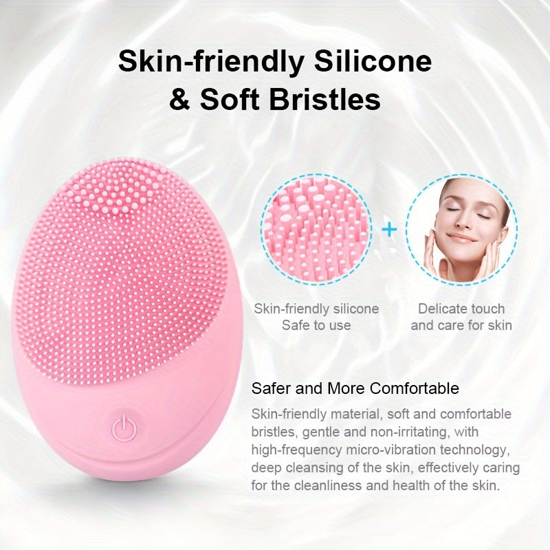 Cepillo facial de silicona con vibración sónica, exfoliación profunda y masaje