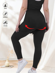 Plus Size Sports Yoga Pants and Asymmetrical Skirt Set for Casual or Yoga Wear