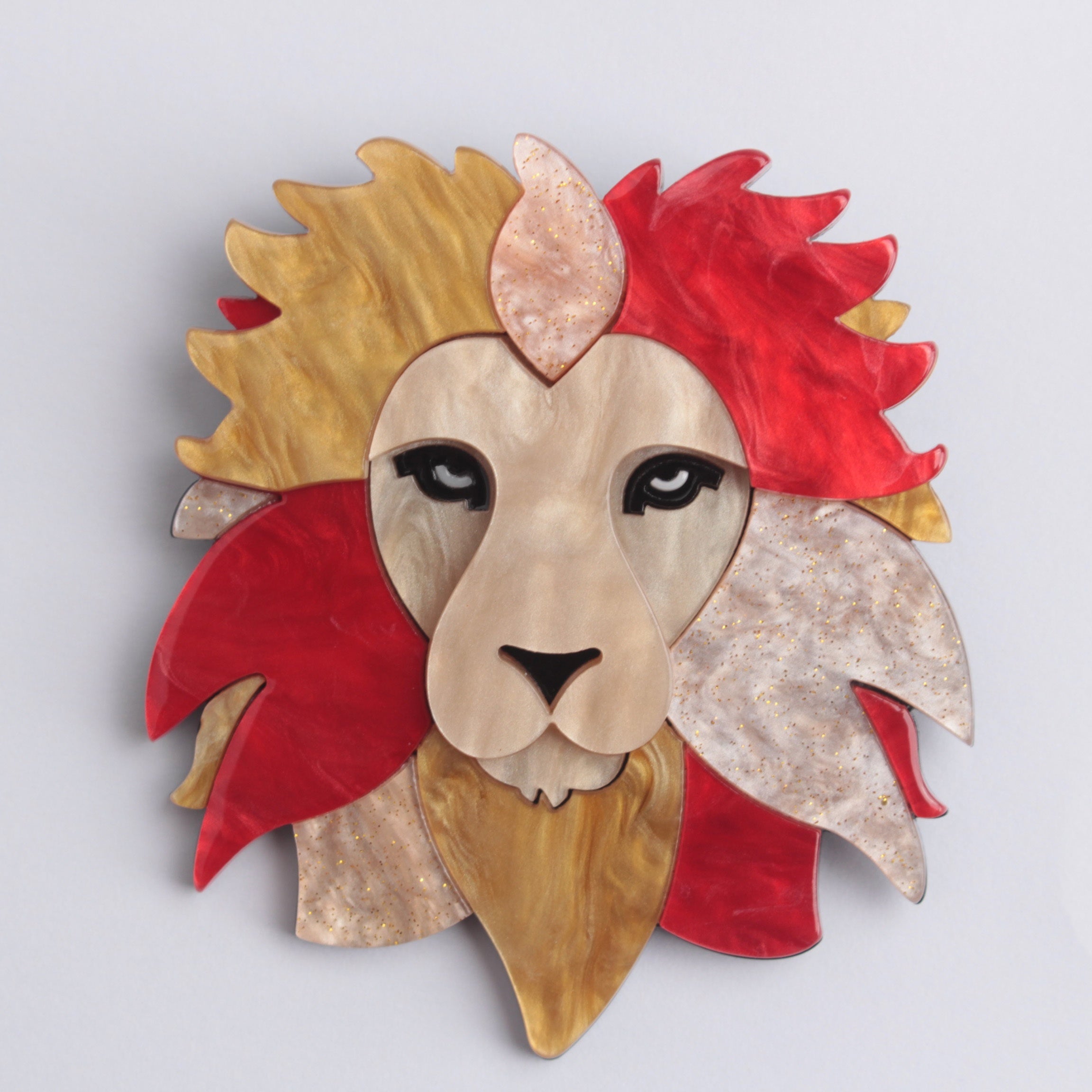 Elegant Lion Shaped Acrylic Brooch for Women's Clothing Accessories