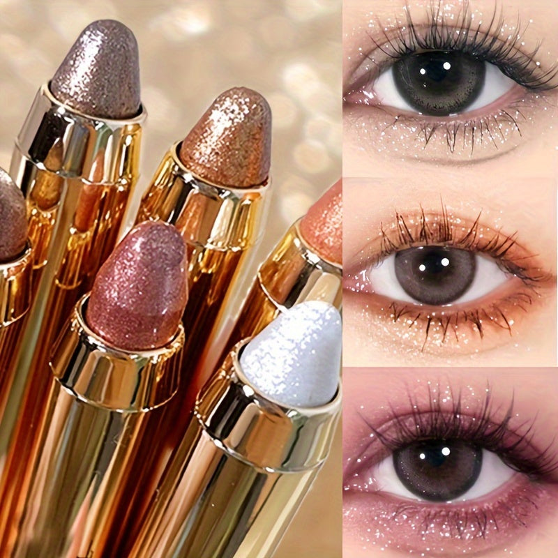 Women Glitter Eyeshadow Pencil Double-Ended Contour Brightening Makeup