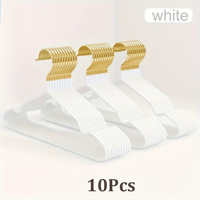 Set of 10 Stainless Steel Chrome Finish Metal Shirt and Coat Hangers