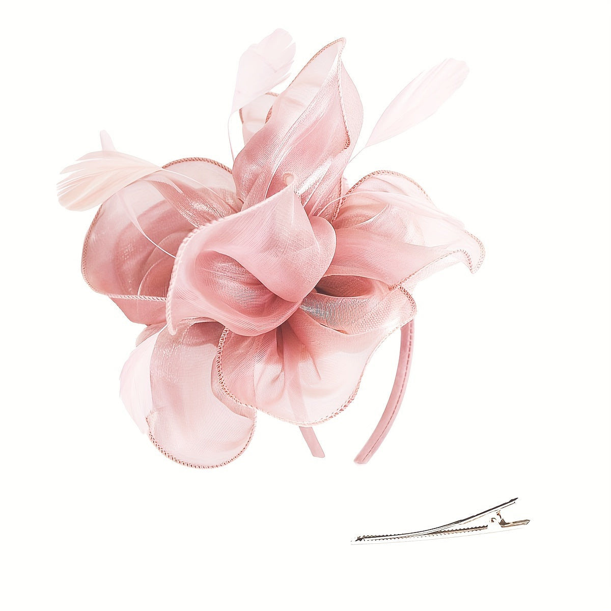 Women's Fascinator Hat with Flower Mesh Feathers Hair Clip for Wedding Tea Party