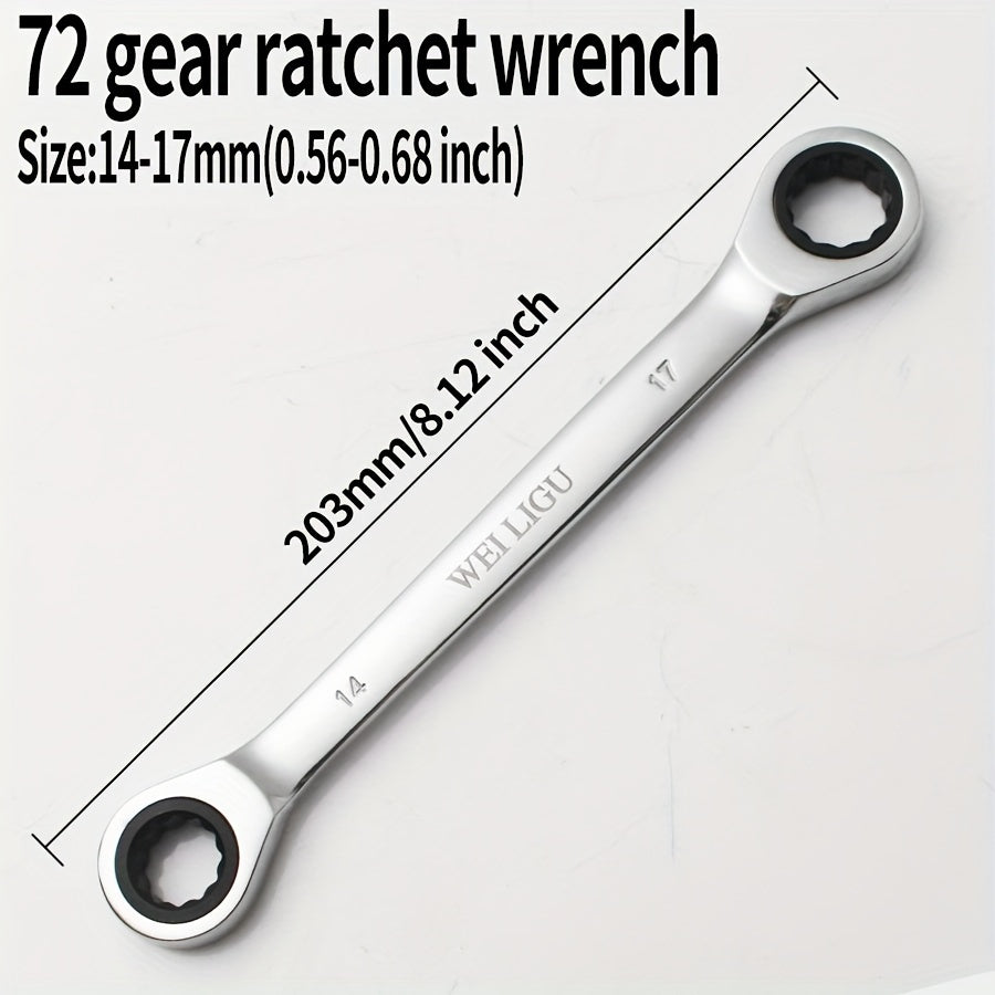 72 Tooth Ratchet Wrench Set Chrome Steel Double End 10-17mm Automotive
