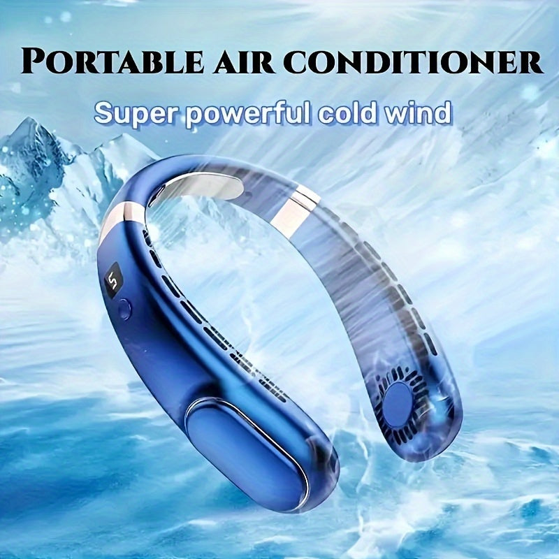 Portable High-Wind Neck Fan with Rechargeable Battery, 5-Speed, Bladeless, Quiet