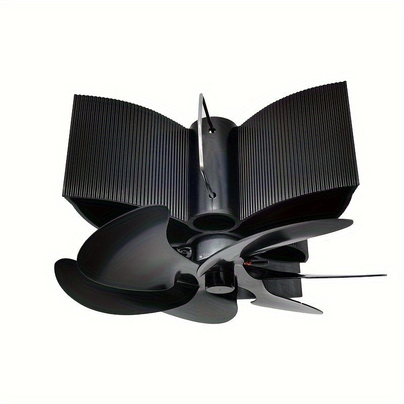 6-Blade Metal Wood Stove Fan with Remote, Air Circulation, No Electricity