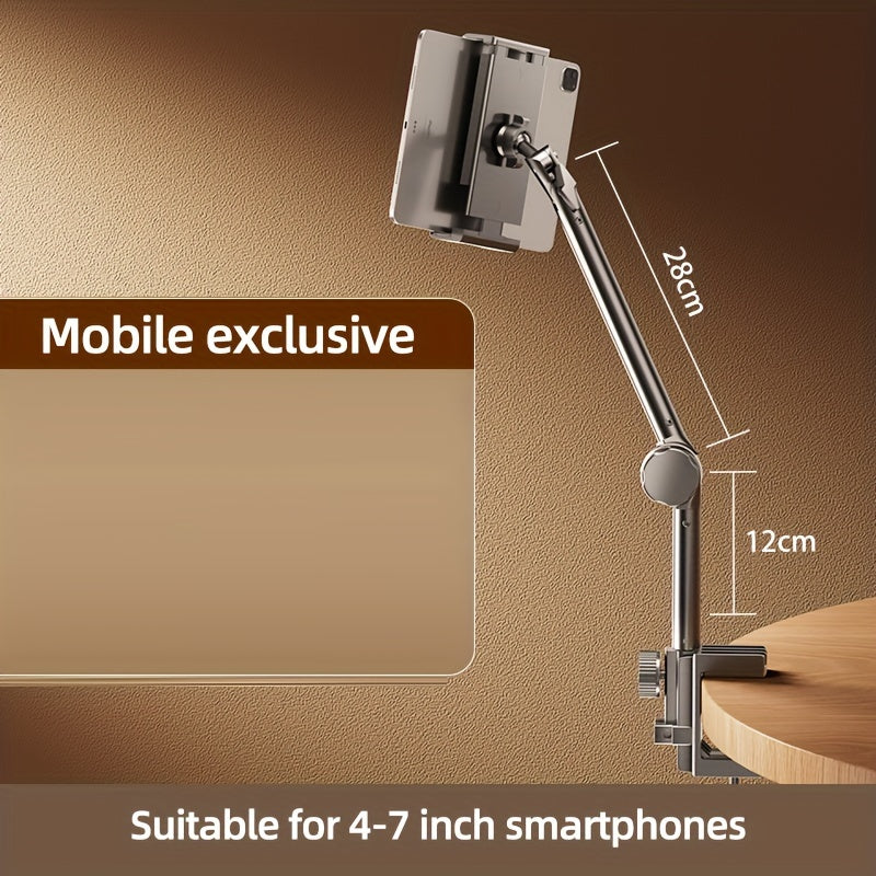 Gooseneck Phone and Tablet Stand Black Steel Adjustable Clamp Bed Desk Holder Compatible with iPhone iPad and Tablets
