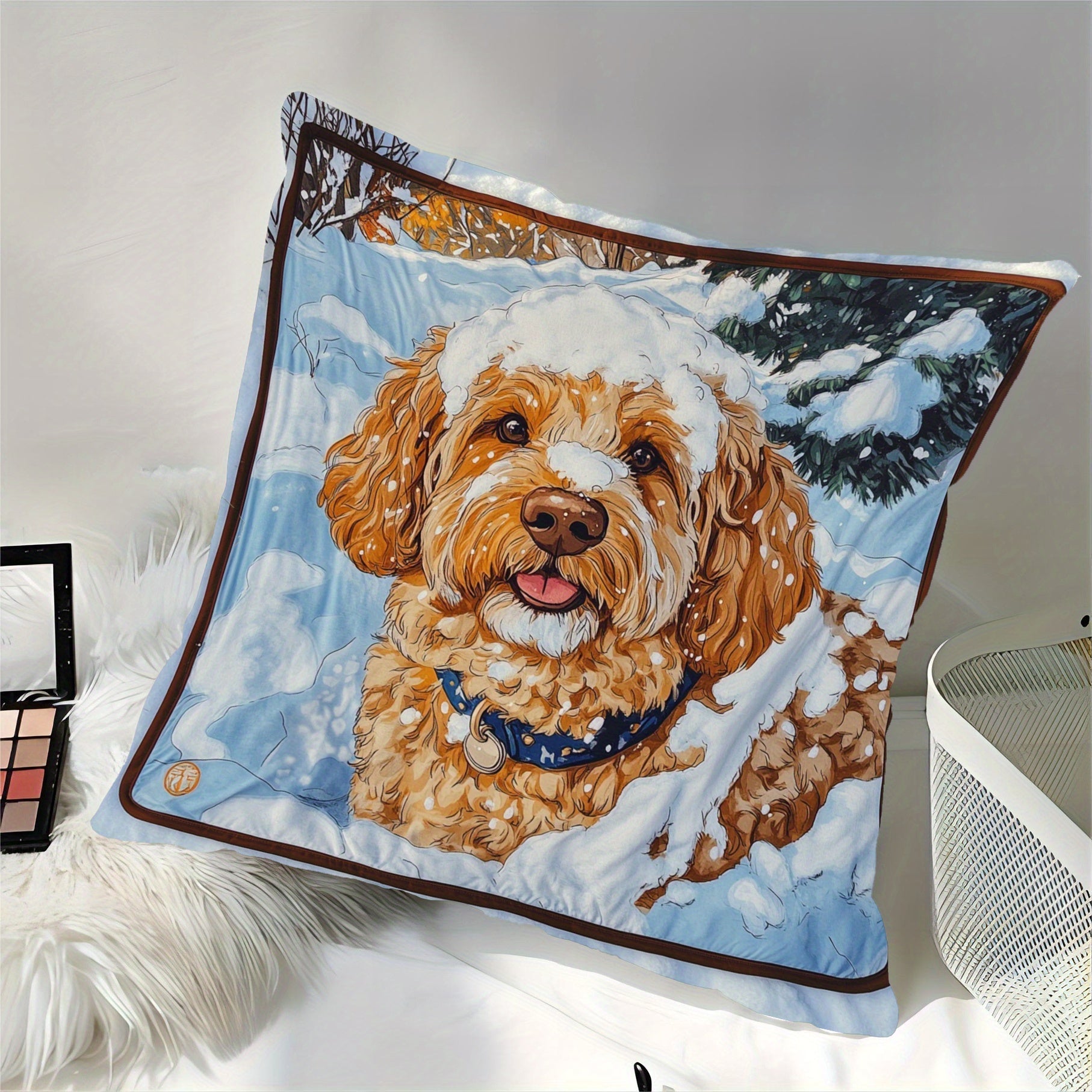 Pet Blanket 45.72x45.72 cm Soft Polyester Doodle Design for Living Room Sofa Bedroom