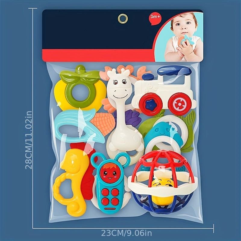 Yengil nafas olish uchun chaqaloq o'yinchoqlari, shu jumladan, tish chiqargich halqalar, rattl va qo'l ushlash o'yinchoqlari.