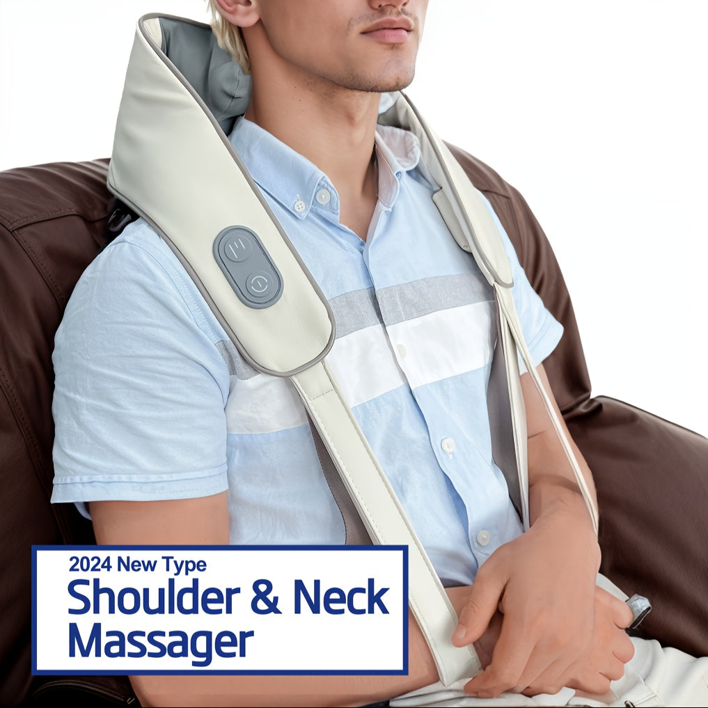 4D Shiatsu Neck Shoulder Massager USB Rechargeable Full Body Relief for Home Office Car