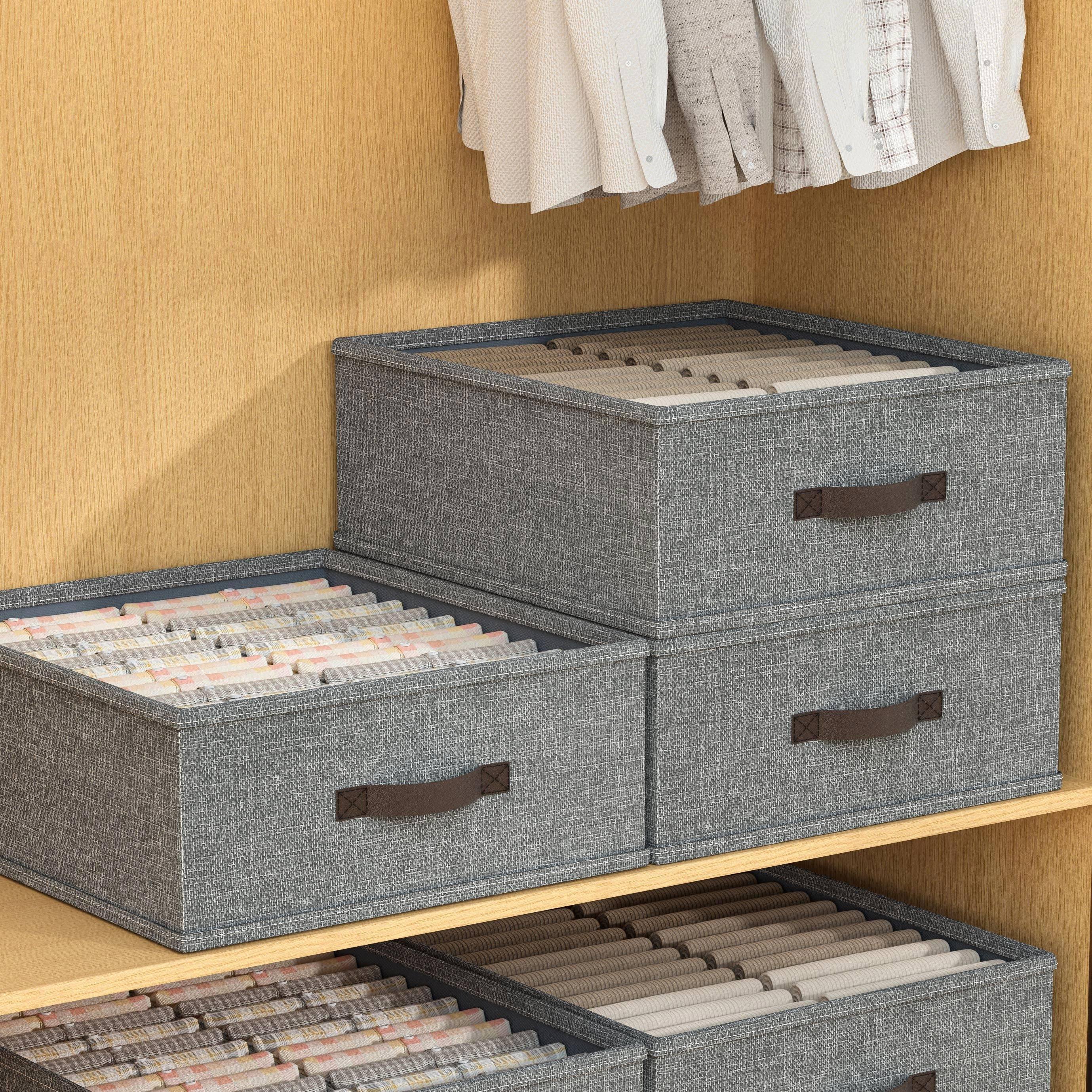 Minimalist Fabric Storage Box Foldable Beige Light Grey for Home Organization