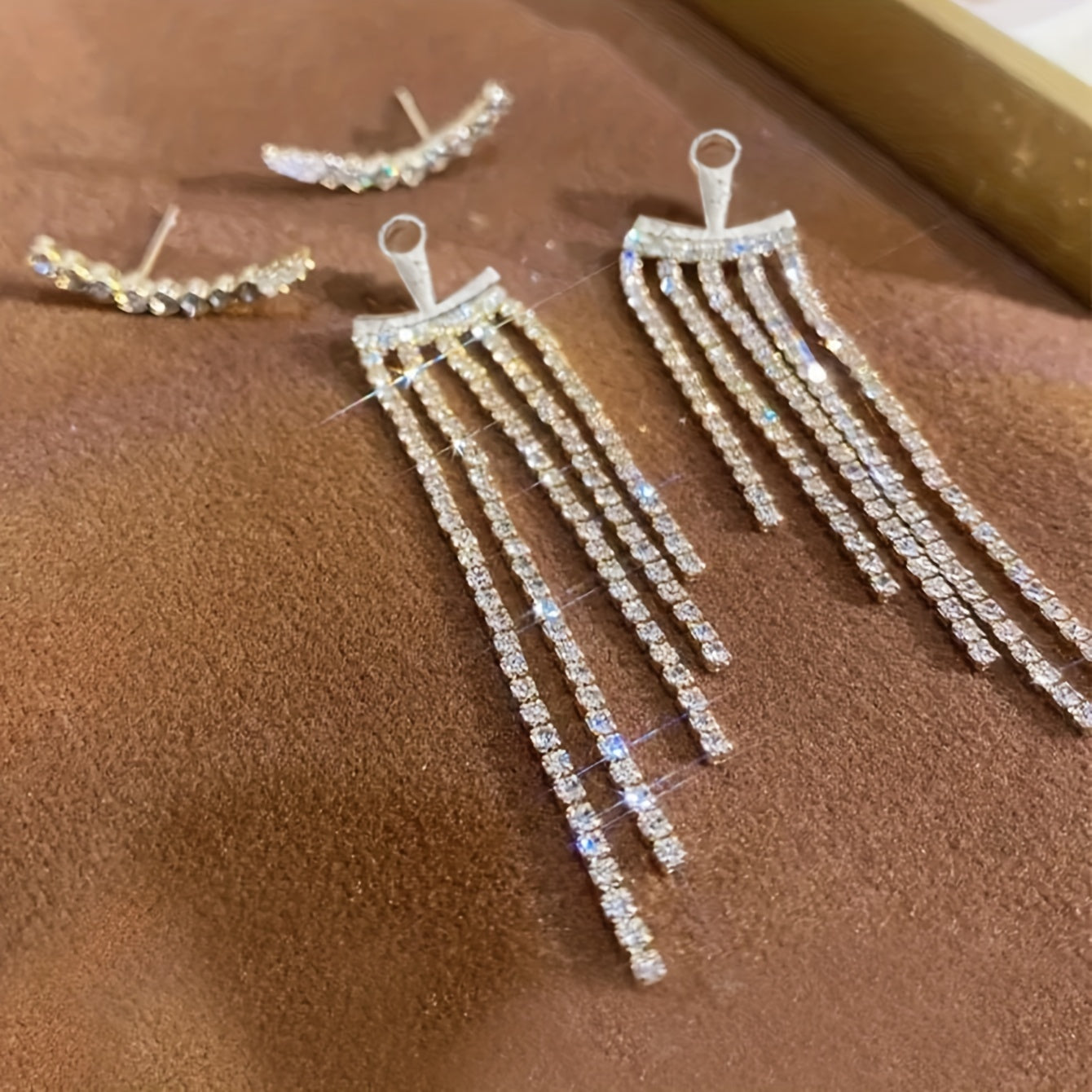 Женские серебряные серьги-кулоны из меди с кисточками и цирконием, украшения