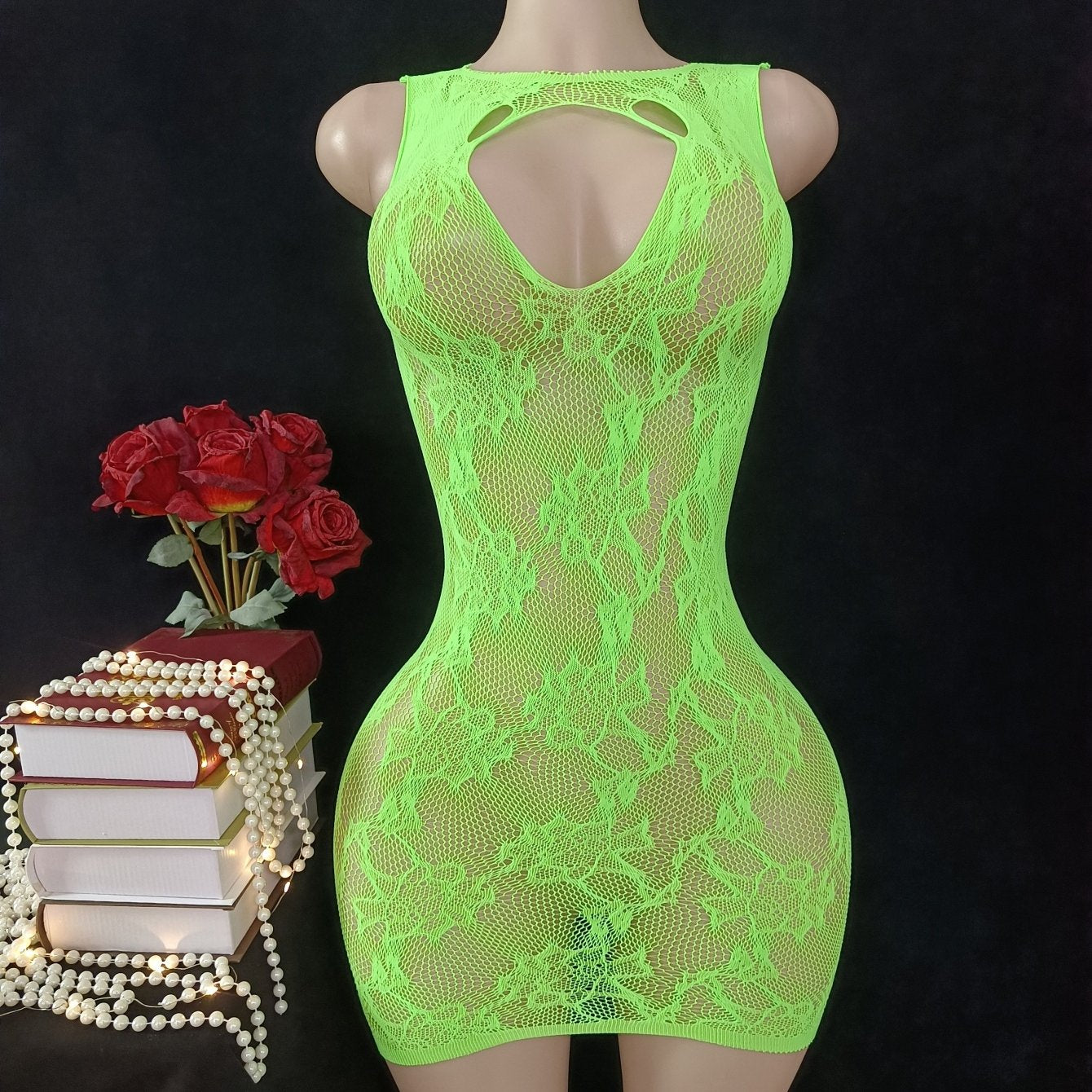 Vestido de lencería de red para mujer, malla sexy, body, vestido de playa, talla única