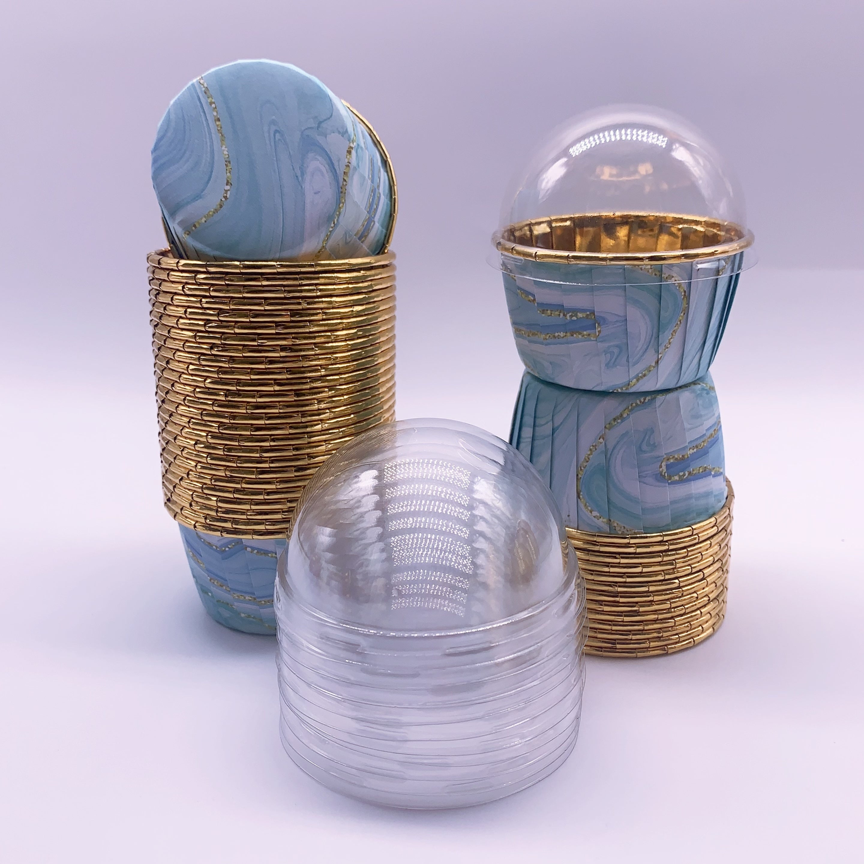 50 ta yaltiroq, bir foydalanish uchun mo'ljallangan kekchilik qobig'i, issiqlikka chidamli muffin pishirish asboblari