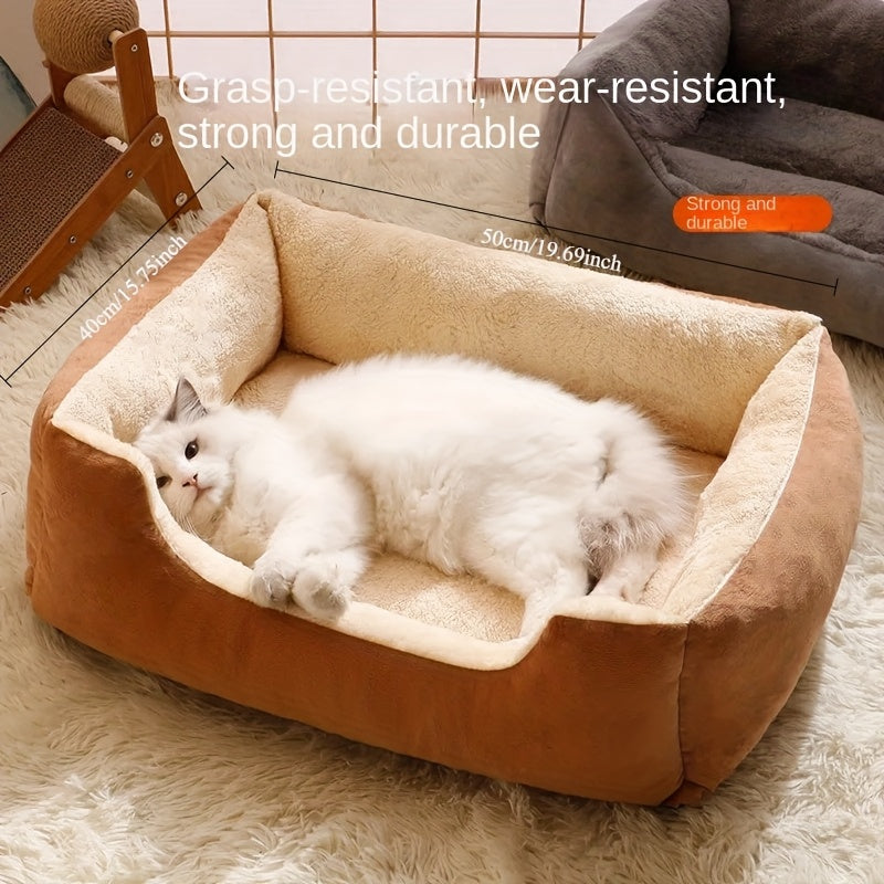 Pet Bed for Small and Medium Dogs Cats Winter Kennel with Warm Pad Multipurpose Sofa Bed