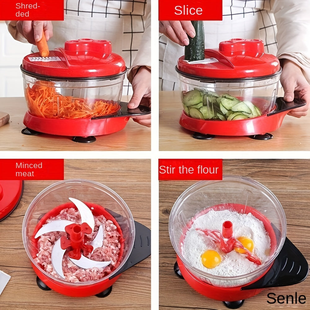 RV oshxona uchun PVC plastmassadan tayyorlangan ko‘p funksiyali qo‘lda sabzavot va sarimsoq maydalagich.