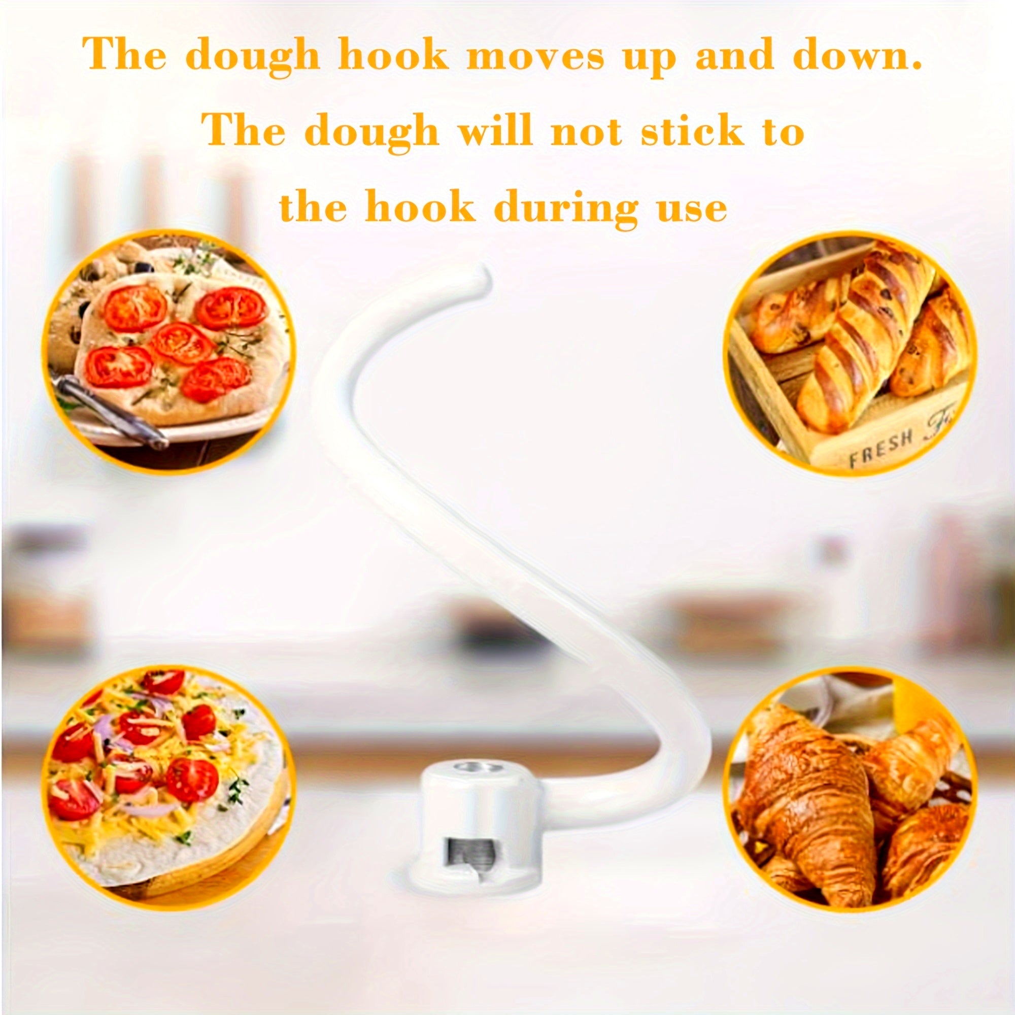 Gancho de masa en espiral para batidoras de 5-6 cuartos, accesorio de cocina de metal de grado alimentario
