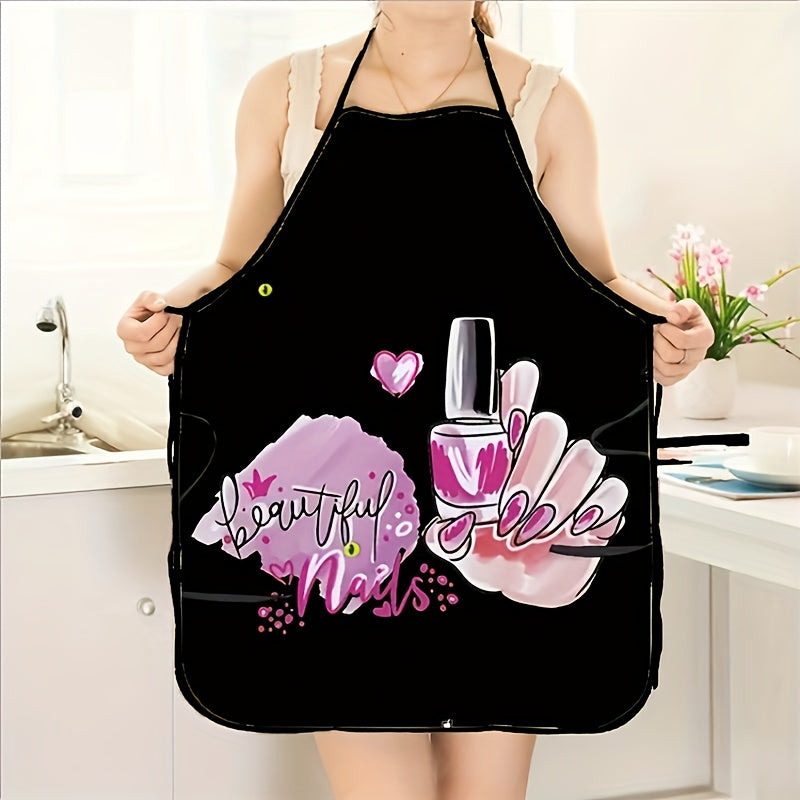 Woven Polyester Kitchen Apron Sleeveless Adjustable Neck Nail Polish Design