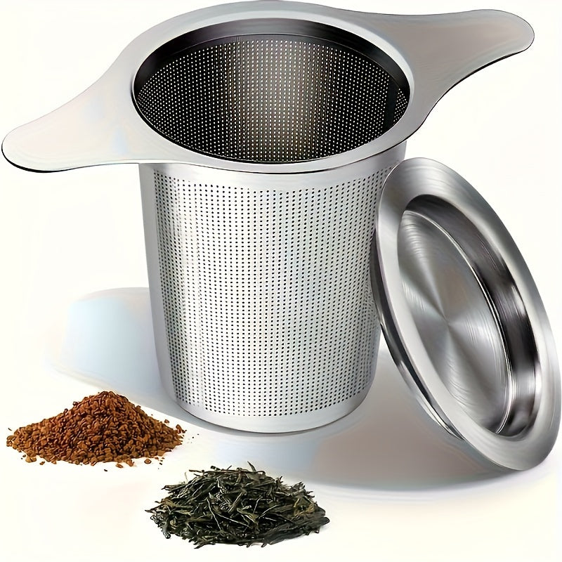 Infusor de té de acero inoxidable con colador de malla fina y tapa para té de hojas sueltas