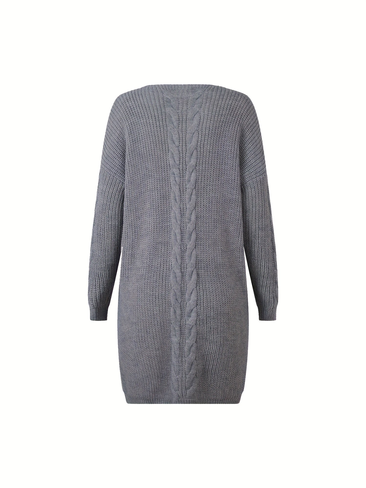 Plus Size Women's Loose Deep V-Neck Sweater Casual Pullover with Slit Hem