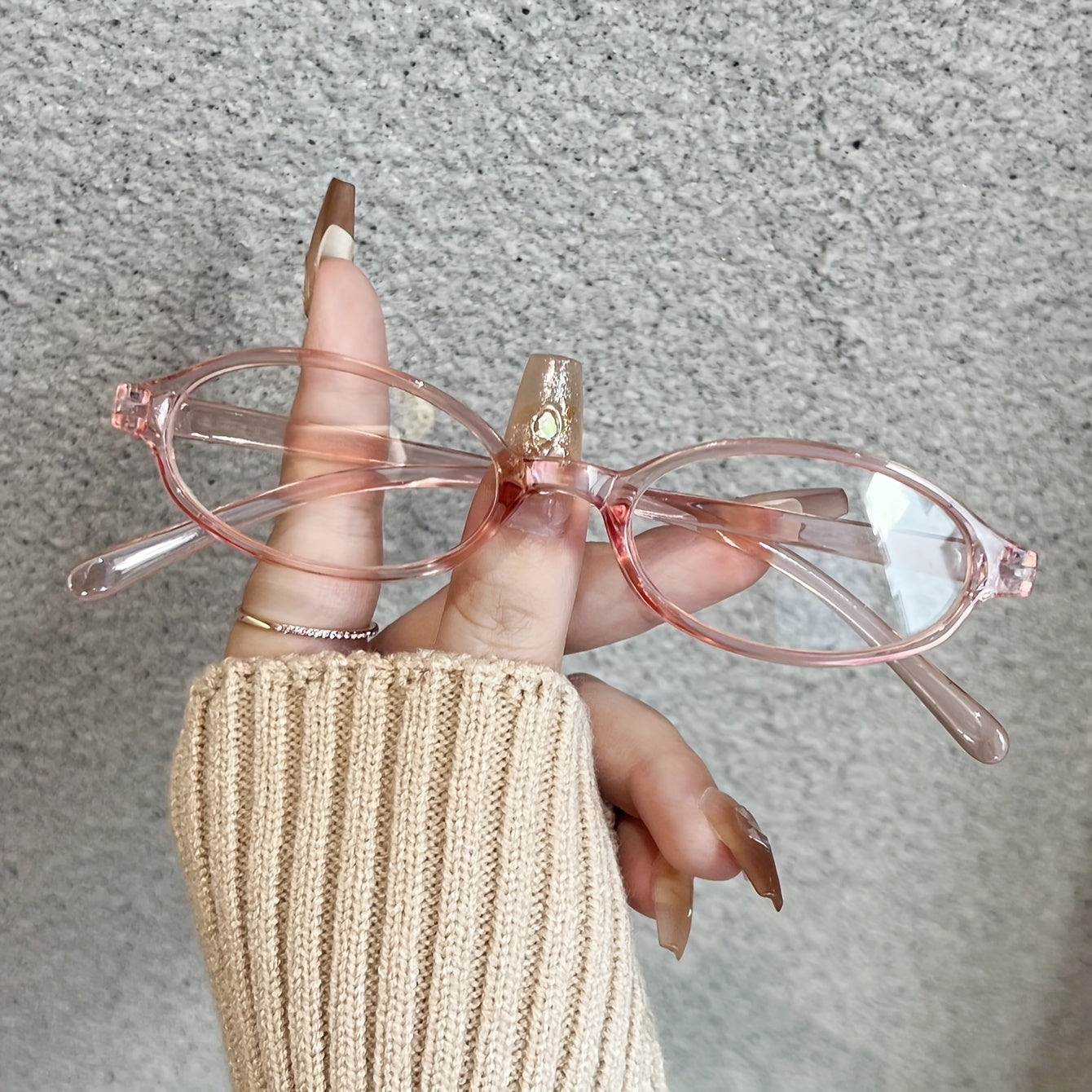 Women's Oval Clear Lens Glasses Polycarbonate Full Rim Transparent Gradient