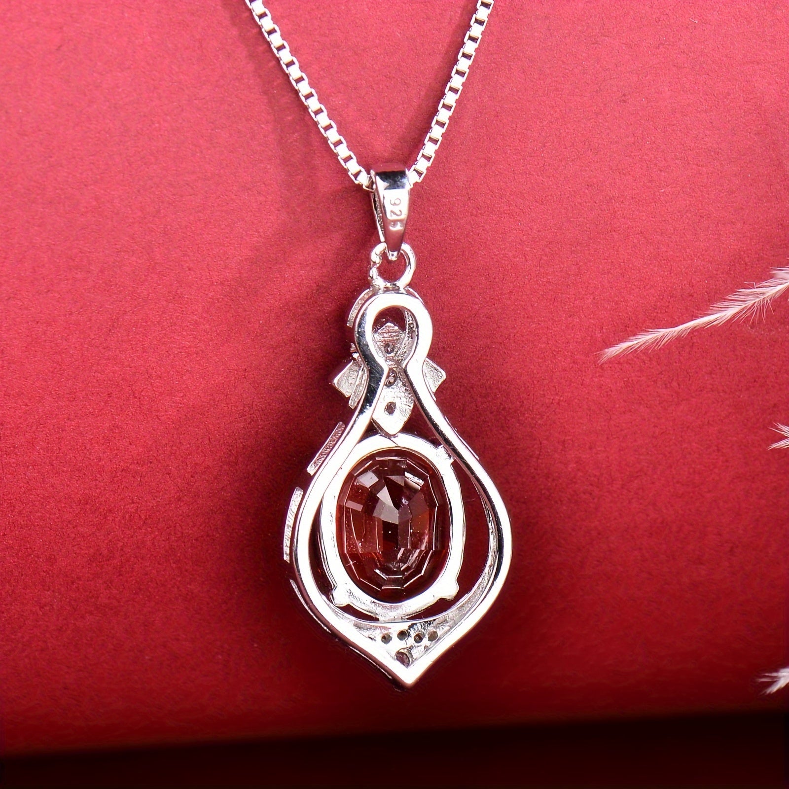 Sterling Silver Garnet Pendant Necklace for Women Hypoallergenic Elegant Jewelry