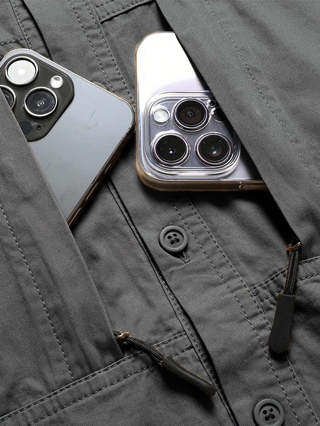 Мужская хлопковая рубашка в стиле кари с застежкой-молнией и лацканом для весны и осени