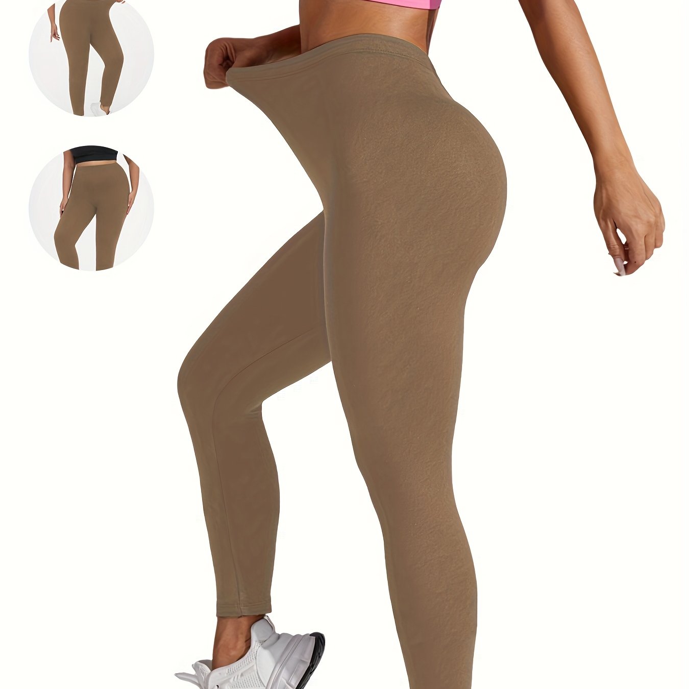 Plus Size Soft Sports Leggings for Women Workout Yoga Running Plain