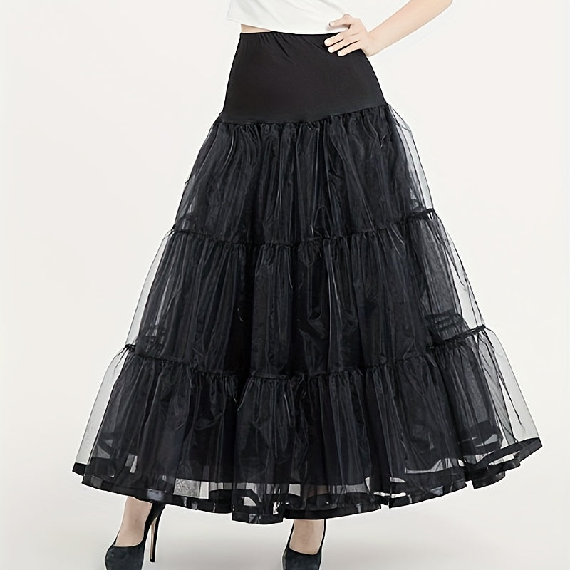 Black Tulle Petticoat for Women 90cm Length Mesh Underskirt Bridal Support for Princess Costumes