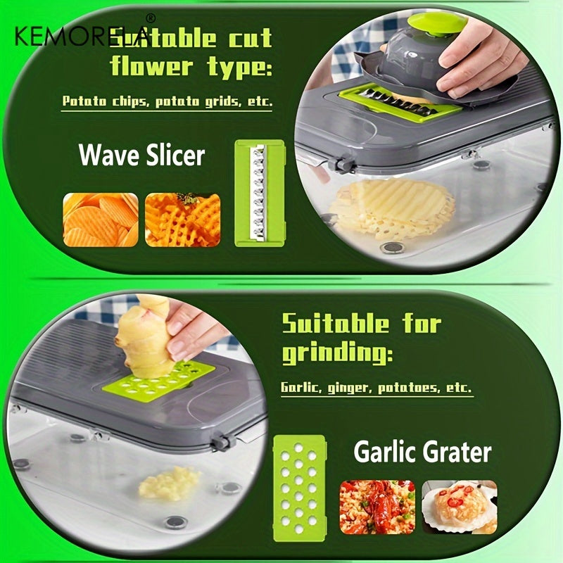 22-in-1 Mandoline Slicer Set with 13 Stainless Steel Blades, Vegetable Chopper