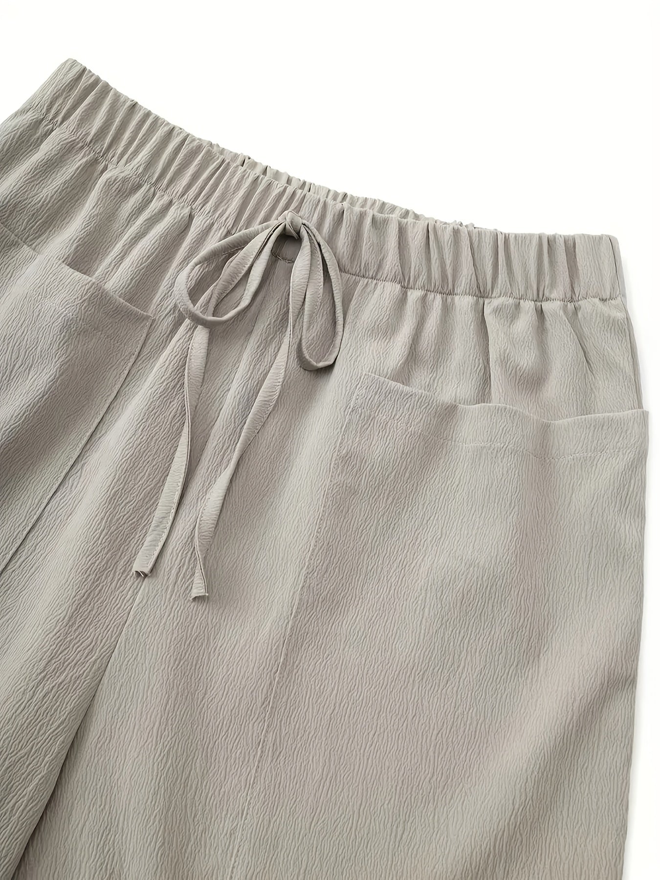 Комплект из двух предметов: укороченные брюки с карманами и шнуровкой из хлопка для женщин plus size