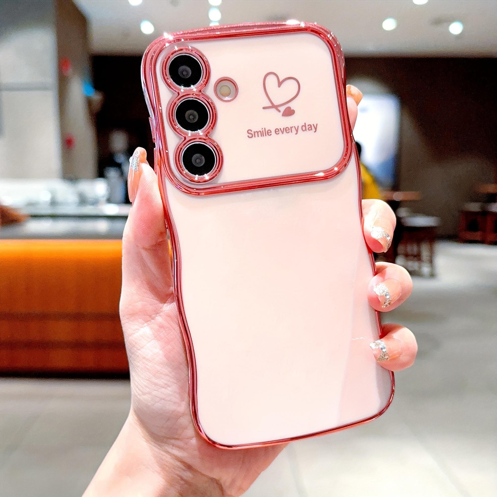 Wave-Shaped Double Heart Electroplated Phone Case for Samsung Galaxy A16 A15 A55 A35 A14 A54