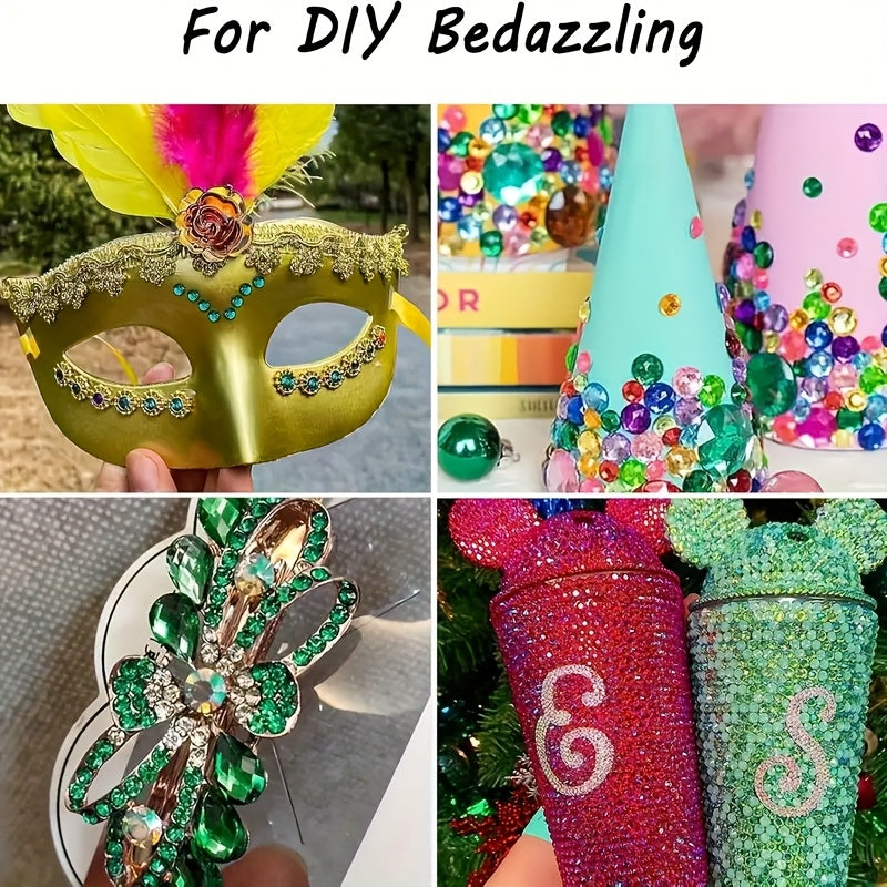 1440 dona rhinestones, tirnoq san'ati va aksessuarlar uchun, shisha toshlar, poyabzal, kiyim, makiyaj sumkalar uchun