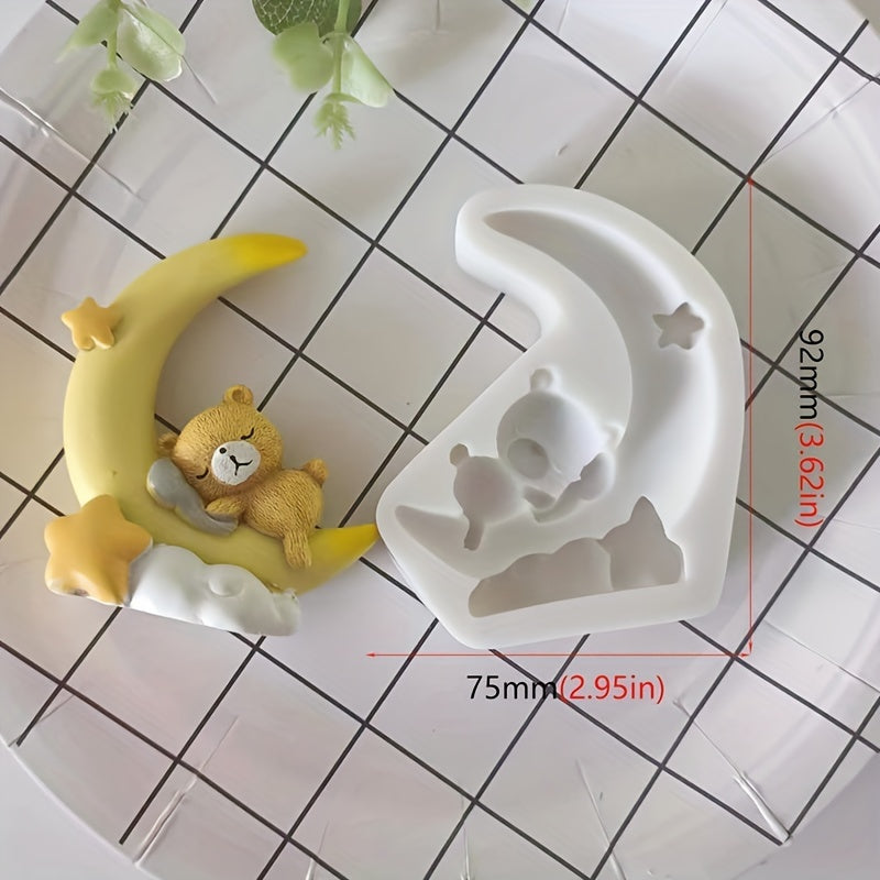 3D Silicone Bear Mold for Baking and Candy Making, Kawaii Sleeping Bear