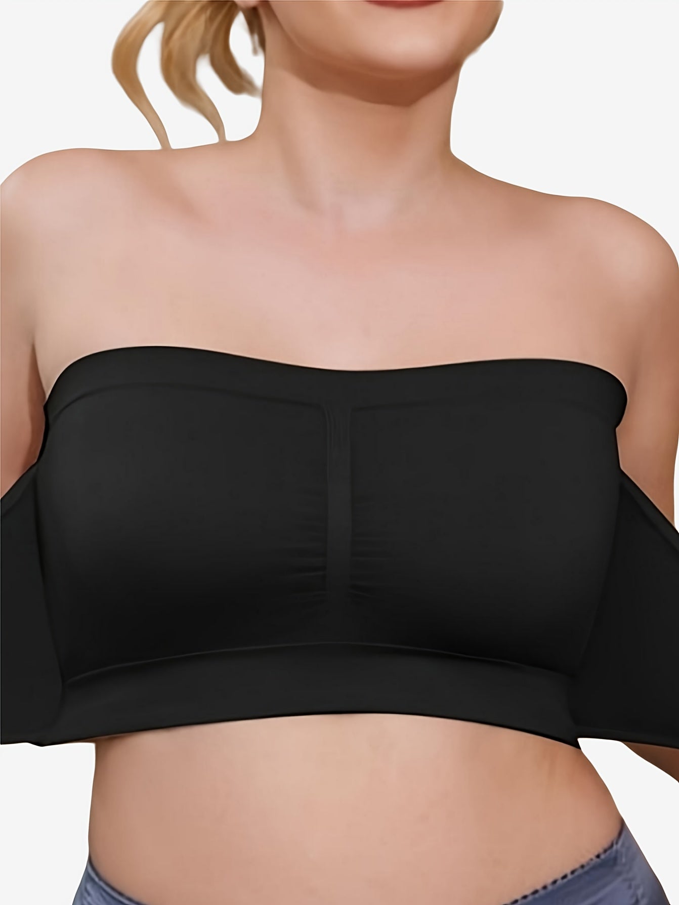 Plus Size Women's Adjustable Strapless Sports Bra Breathable No Underwire Medium Support