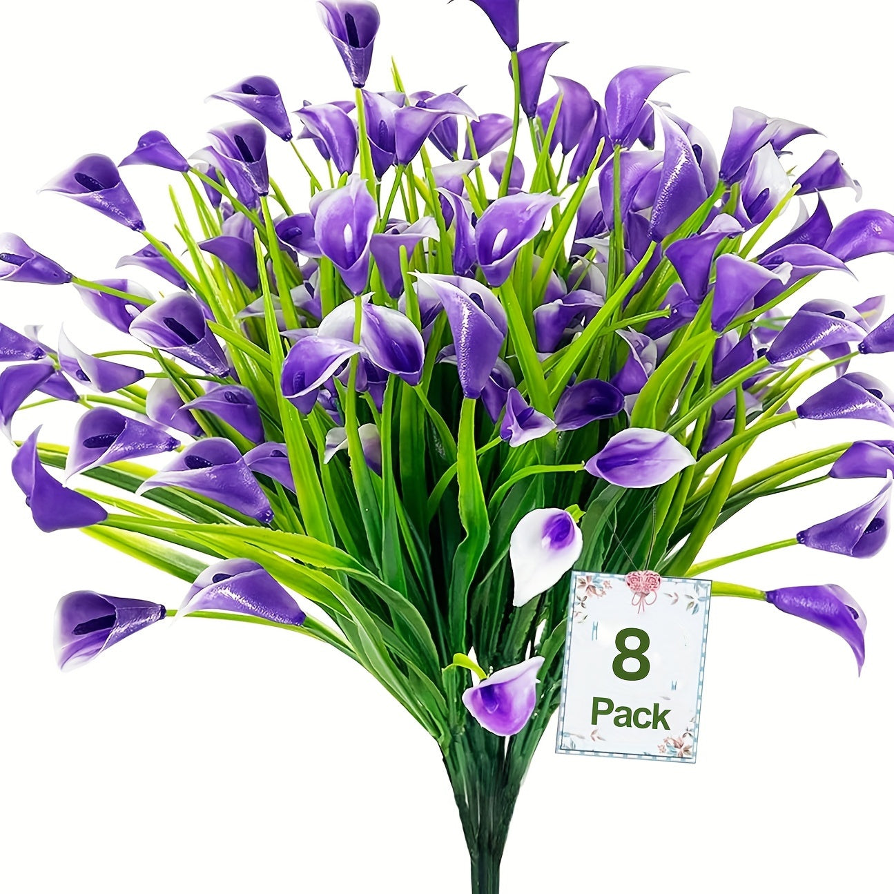 8 Bundles Artificial Water Lily Flowers UV Resistant Non-Fading for Indoor Outdoor Decor