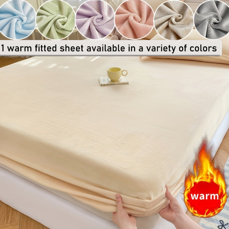 Velvet Fitted Sheet Soft Cozy All-Season Bed Sheet with Elastic, Multiple Colors