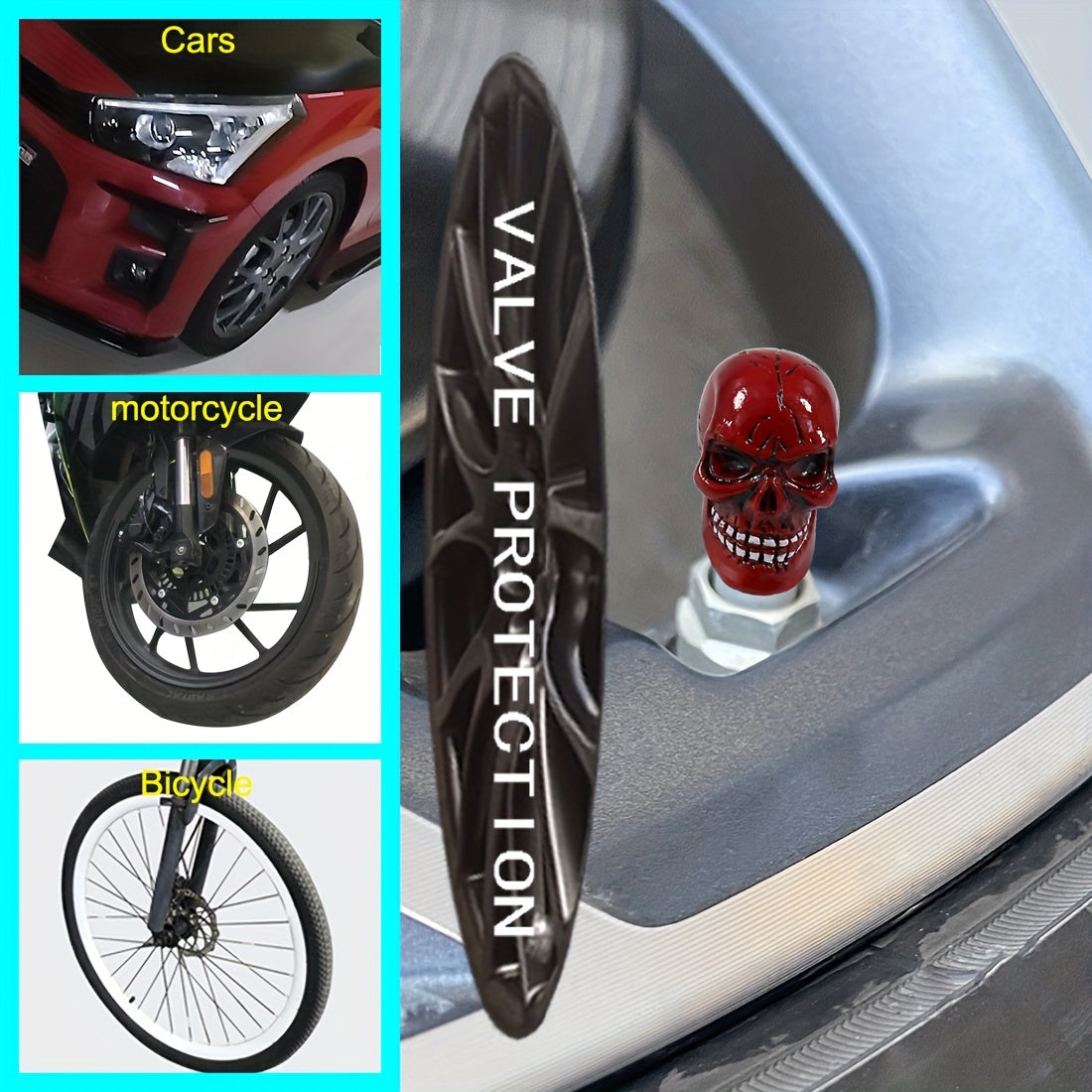 4 dona Oʻlik bosh tishli shlangi ventili qopqogʻi universal moslik avtomobil, yuk mashinasi, mototsikl, velosiped