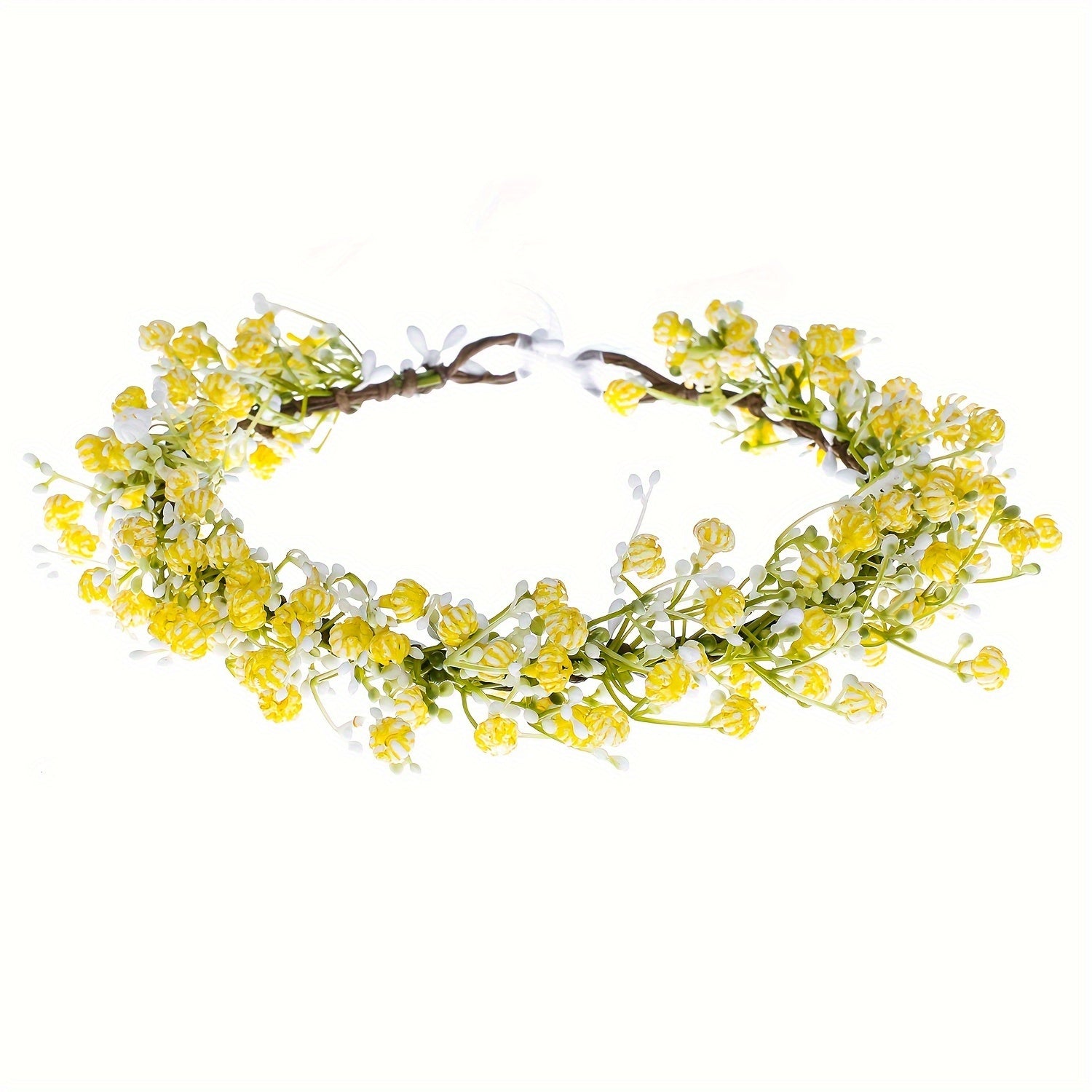 Artificial Baby's Breath Flower Crown Headband Floral Headpiece for Weddings Parties Festivals