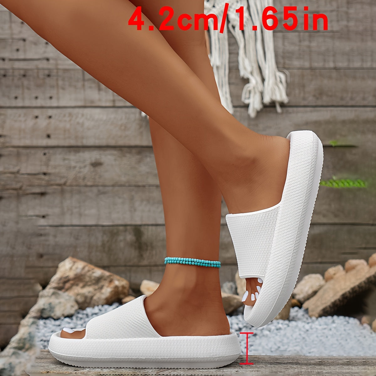 Women’s EVA Slide Sandals Open Toe Beige Indoor Outdoor Shoes