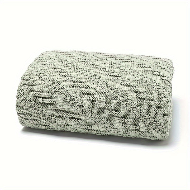 Solid Color Hand-Knitted Blanket for Home and Travel Use