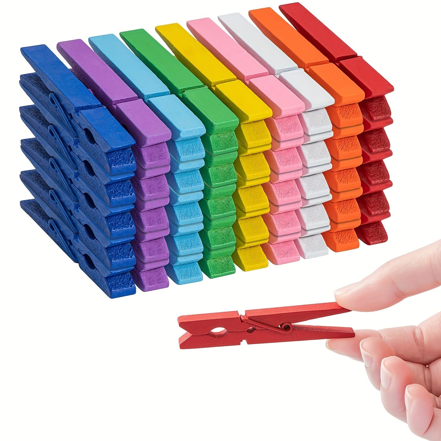 Pinzas de ropa de madera 7.19cm 9 colores vibrantes pinzas de ropa resistentes para lavandería manualidades y fotos