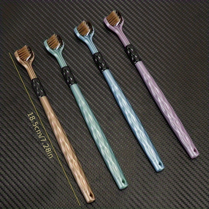 6-Pack Triangular 3D Manual Toothbrushes for Adults with Soft Nylon Bristles