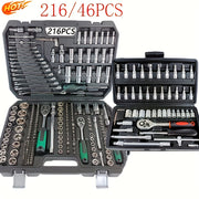 Outdoor and Household Car Repair Tool Set 46/216pcs with Sockets and Drive