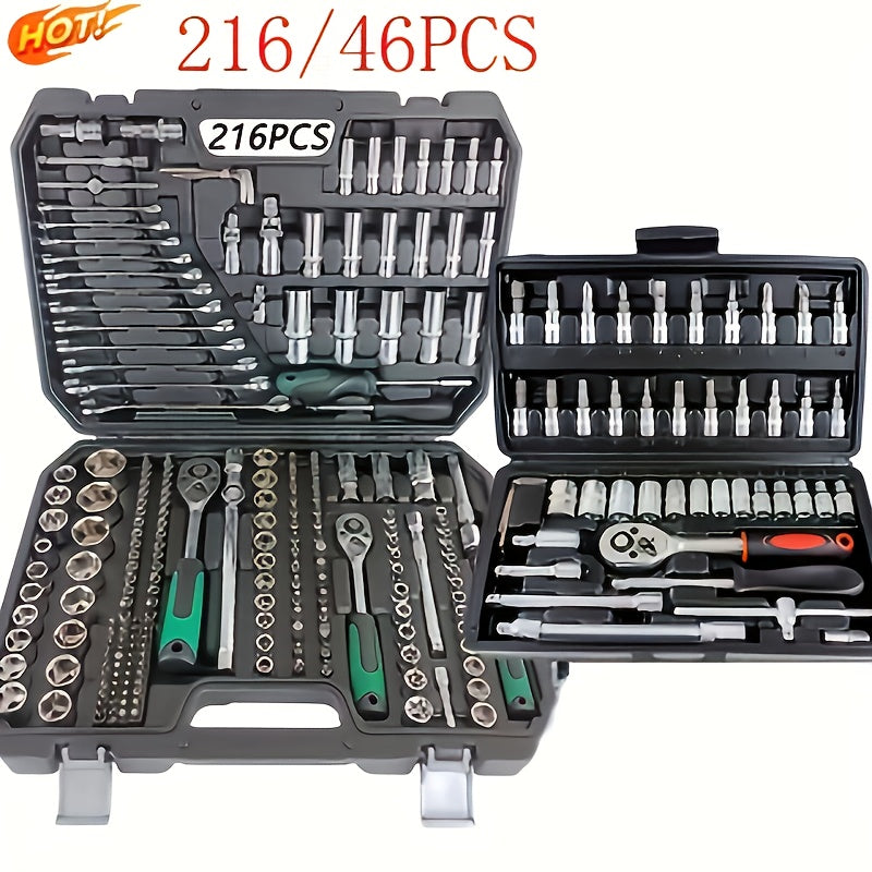 Outdoor and Household Car Repair Tool Set 46/216pcs with Sockets and Drive