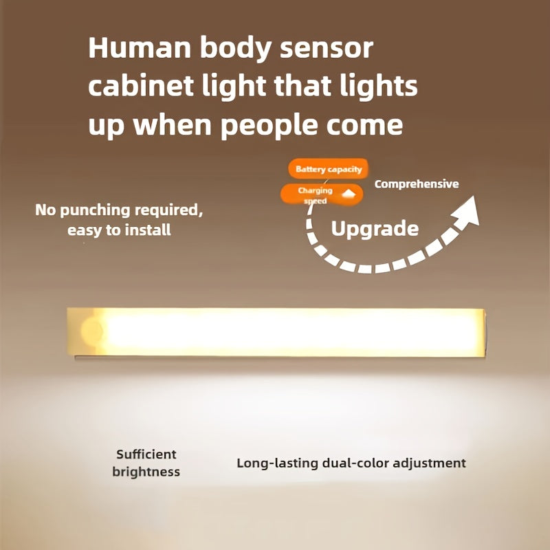 Luz nocturna con sensor de movimiento LED recargable, alimentada por USB, con montaje en pared, encendido automático, luz cálida o blanca