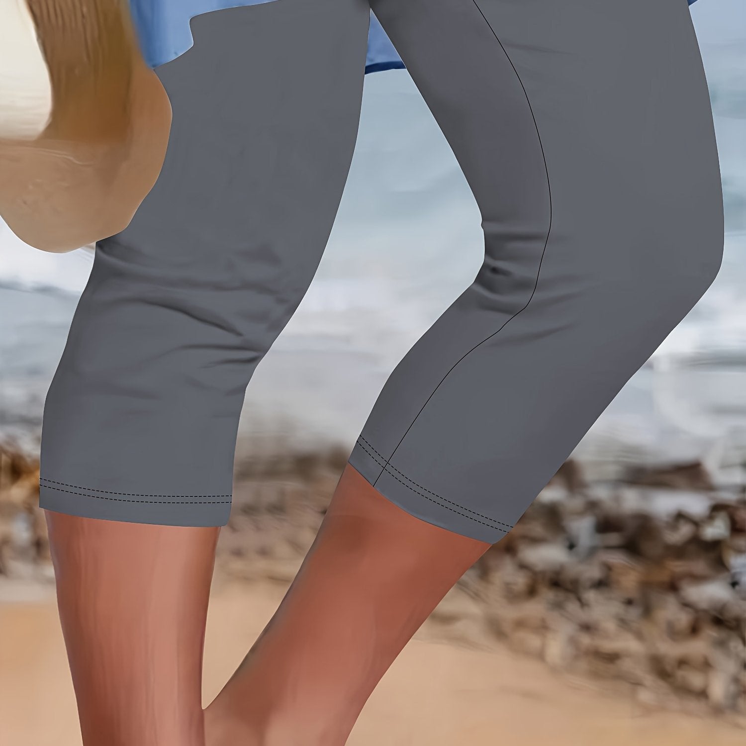 Plus Size Leopard Print High-Waisted Capri Leggings Stretchy Casual Summer Black Brown