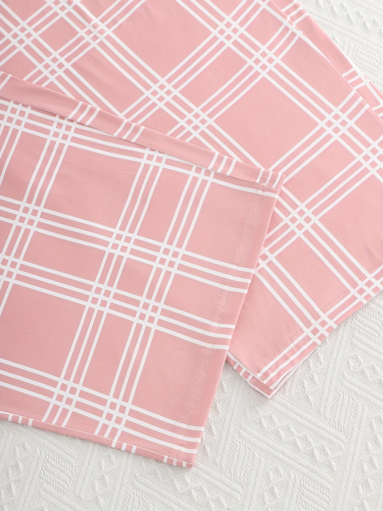 Plus Size Women's Pajama Set Heart Print Short Sleeve Top Plaid Pants