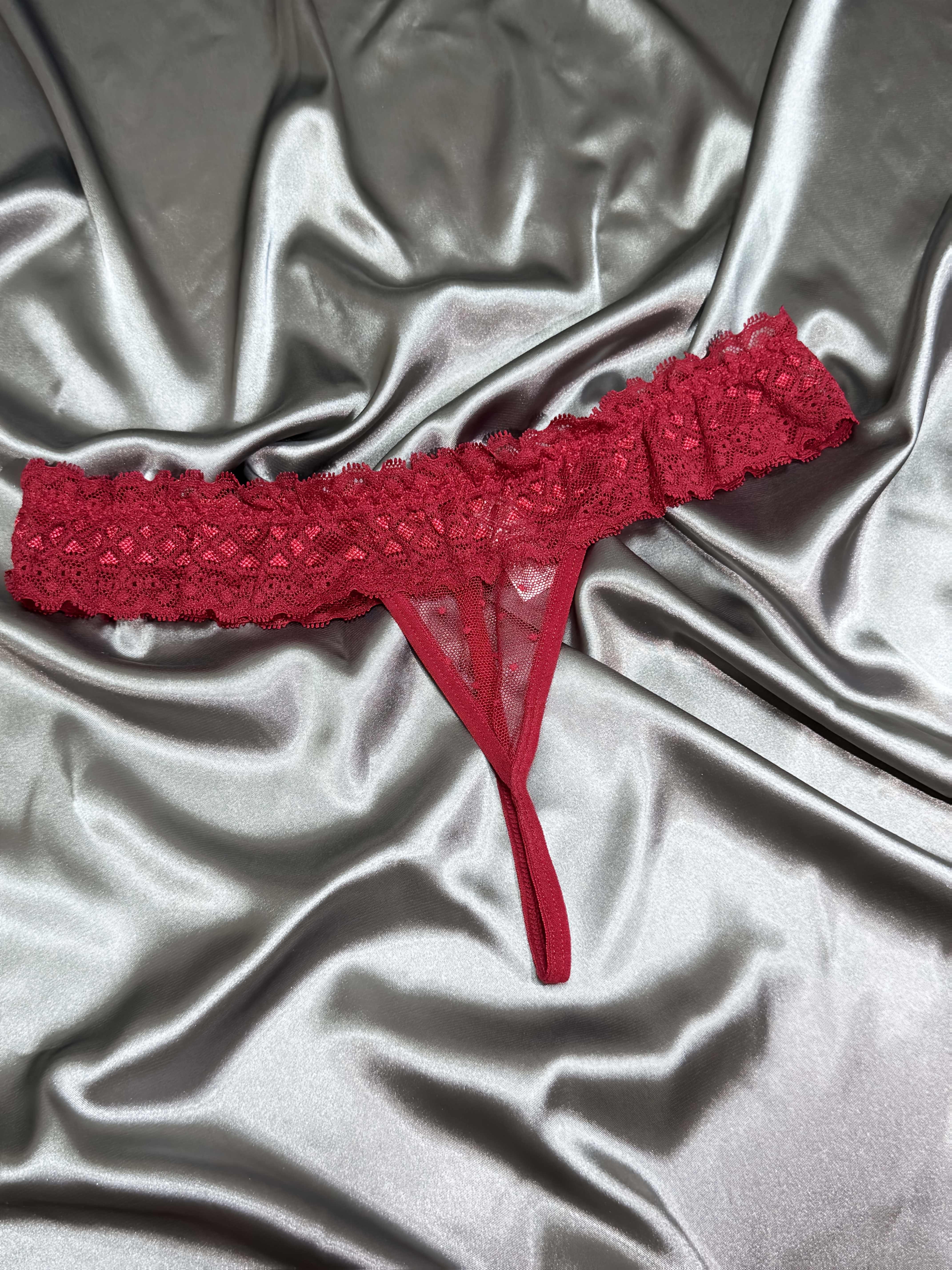 Women's Red Polka Dot Lace Thong for Valentine's Day Lingerie