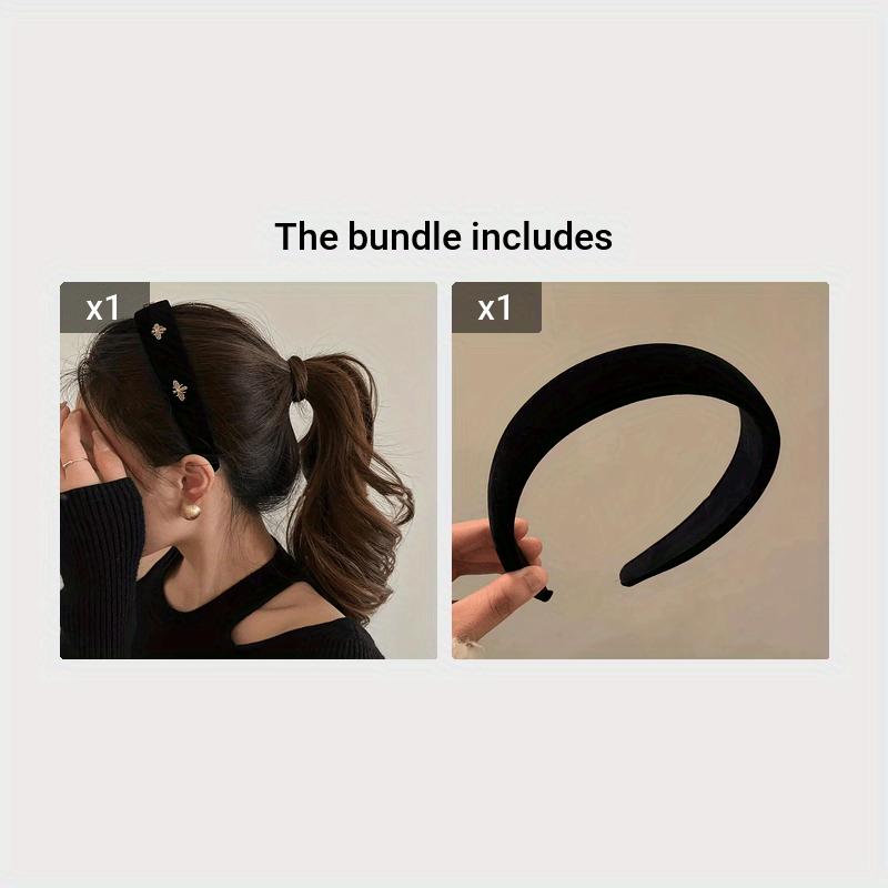 Velvet Headband for Women with Bee and Butterfly Decorations Vintage Style Hair Accessory